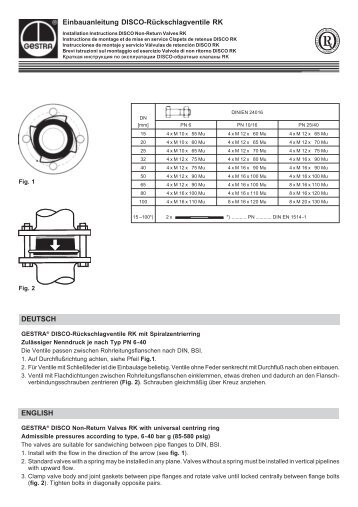 Einbauanleitung DISCO-RÑckschlagventile RK DEUTSCH ... - Konwell