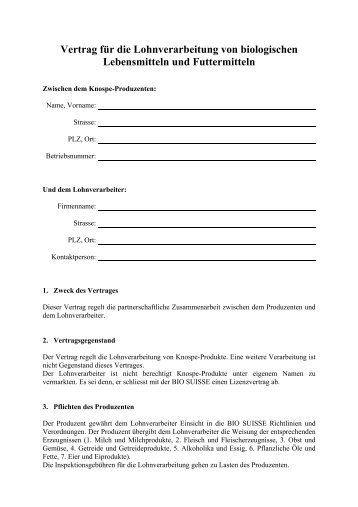 Vertrag für die Lohnverarbeitung von biologischen Lebensmitteln ...