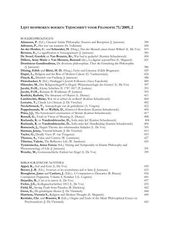 Lijst besproken boeken 71, 2x - Tijdschrift voor Filosofie