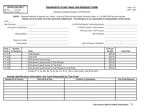 Diagnostic Plant Analysis Request Form - the Soil Testing ...