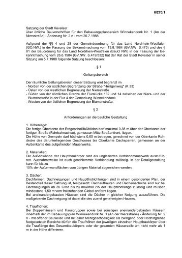 Satzung der Stadt Kevelaer über örtliche Bauvorschriften für den ...