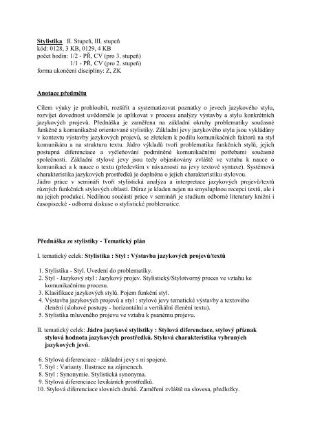 1/2 - PÅ, CV (pro 3. stupeÅ) - Pf UJEP