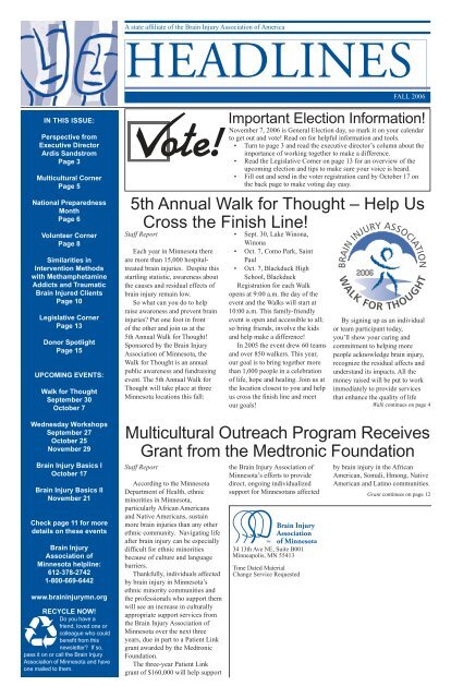 Fall 2006 - Minnesota Brain Injury Alliance