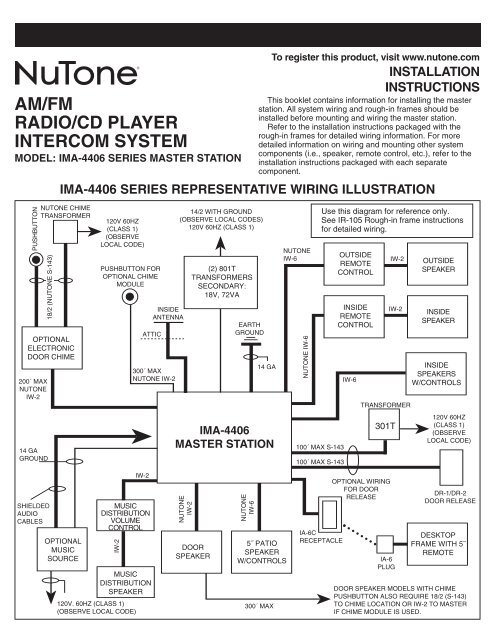 AM/FM RADIO/CD PLAYER INTERCOM SYSTEM - NuTone