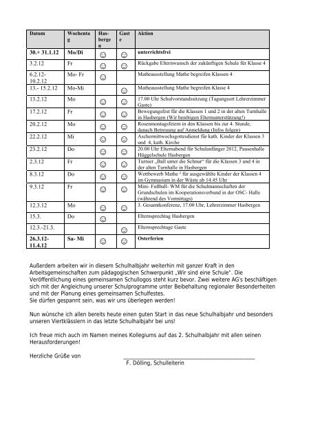 Liebe Eltern unserer Schulkinder! HÃGGELSCHULE HASBERGEN