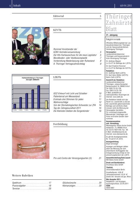 ThÃ¼ringer ZahnÃ¤rzteblatt 04/2011 - ZahnÃ¤rzte in ThÃ¼ringen