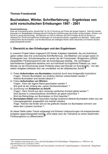 Buchstaben, WÃ¶rter, Schrifterfahrung - UniversitÃ¤t Siegen