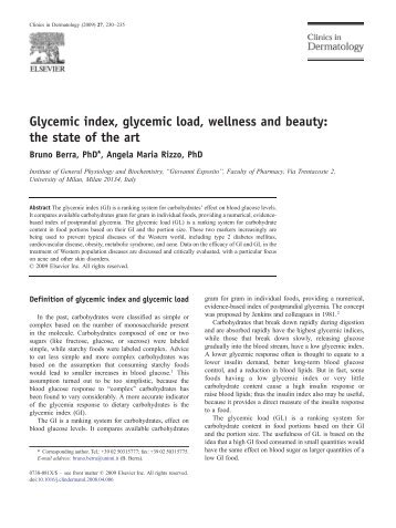 Glycemic index, glycemic load, wellness and beauty: the state of the ...