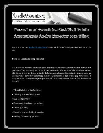 Norvell and Associates Certified Public Accountants Andre tjenester som tilbys