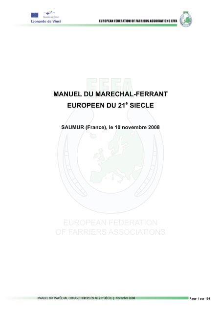 Le Manuel Du Marechal Ferrant European Federation Of - 