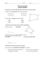 Geometry Concepts Chapter 8 REVIEW