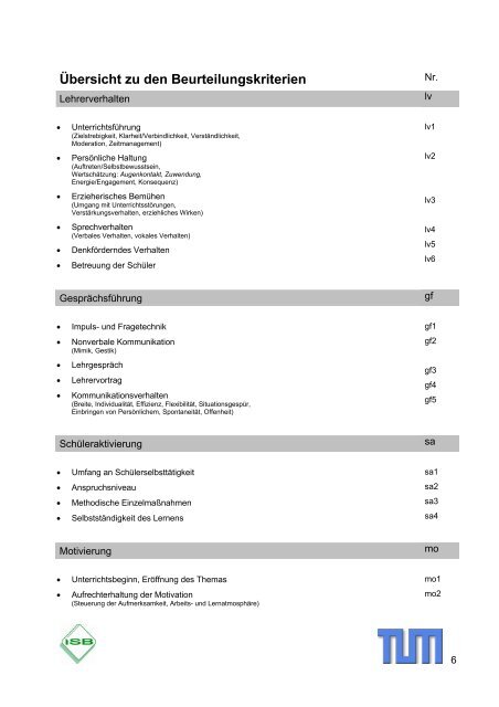 BeurteilungsBausteine LehrkrÃ¤fte - Lehrstuhl fÃ¼r PÃ¤dagogik - TUM