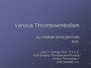 Venous Thromboembolism - WVU School of Medicine