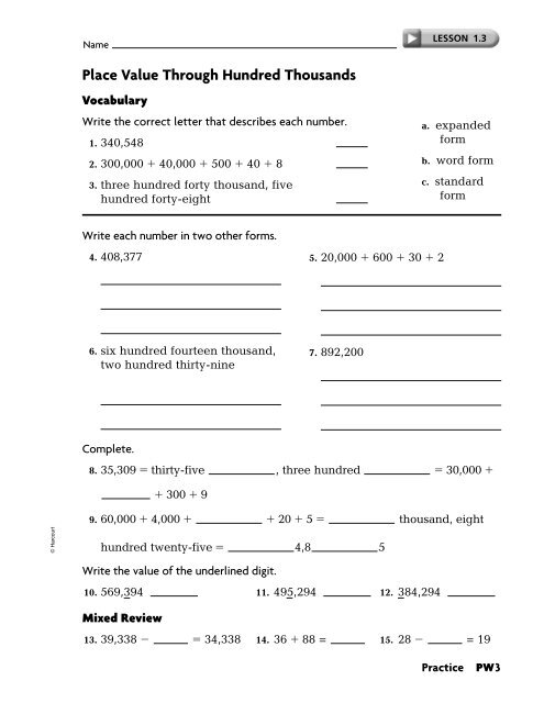 Practice Workbook SE - East Penn School District