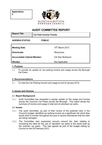 Car Park Income Trends PDF 1 MB - Northampton Borough Council