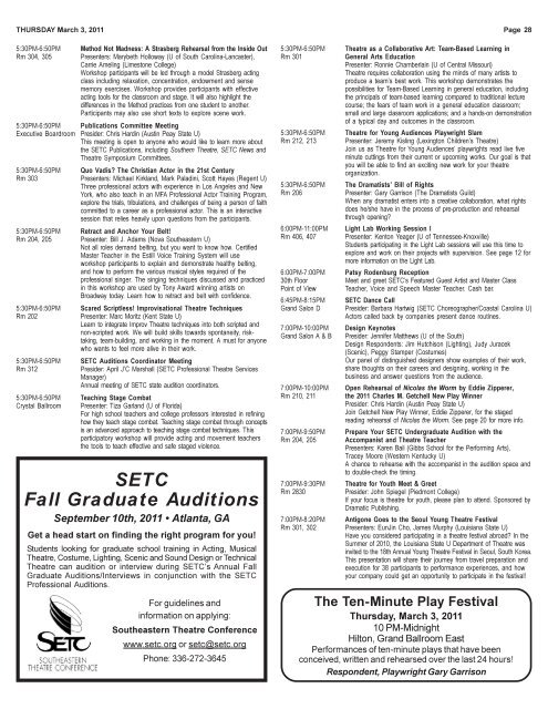 Complete Convention Program - Southeastern Theatre Conference