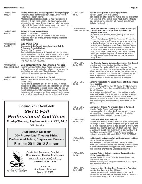 Complete Convention Program - Southeastern Theatre Conference