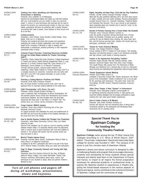 Complete Convention Program - Southeastern Theatre Conference