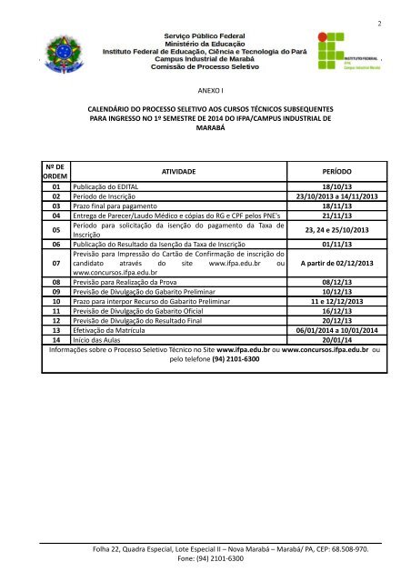 Edital - Concursos - IFPA