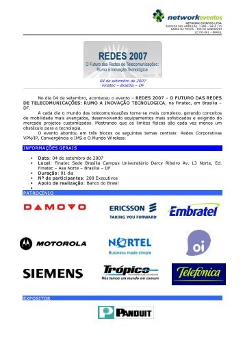 No dia 04 de setembro, aconteceu o evento ... - Network Eventos