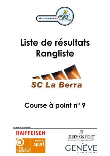 Liste de résultats Rangliste - Ski-Club Villars-sur-Glâne