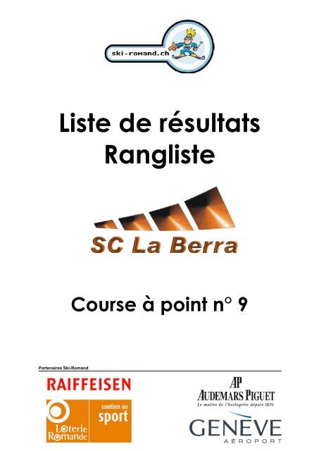 Liste de résultats Rangliste - Ski-Club Villars-sur-Glâne