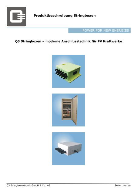 Produktbeschreibung Stringboxen - AEET Energy Group GmbH