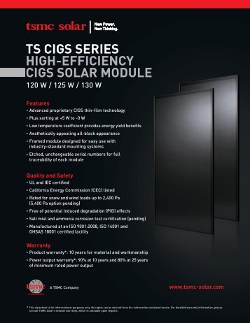 ts cigs series high-efficiency cigs solar module - tsmc solar