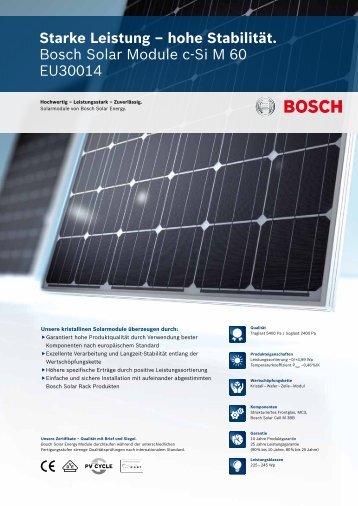 hohe StabilitÃ¤t. Bosch Solar Module c-Si M 60 EU30014 - Enerix