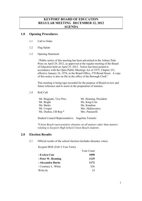View Agenda PDF - Keyport School District