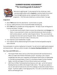 SUMMER READING ASSIGNMENT **for incoming grade 8 students**