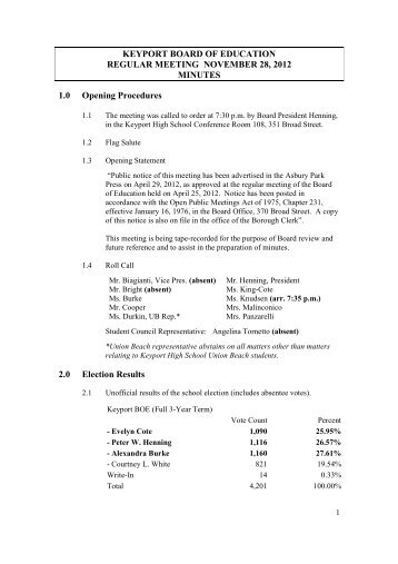 View Minutes PDF - Keyport School District