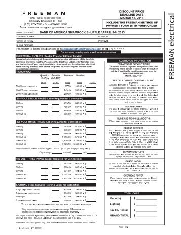 Freeman â Electrical Services Order Form - Shamrock Shuffle