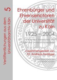 Ehrenbürger und Ehrensenatoren der ... - UAK - Universität zu Köln