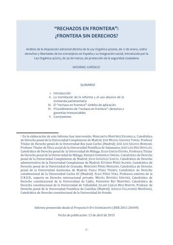 RECHAZOS EN FRONTERA FRONTERA SIN DERECHOS 2015 PDF