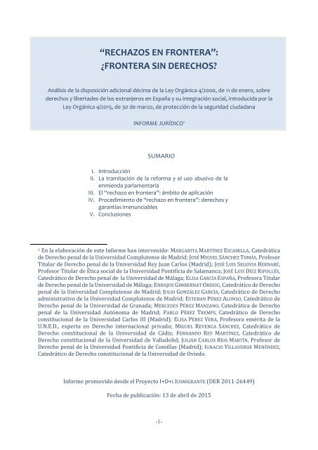 RECHAZOS EN FRONTERA FRONTERA SIN DERECHOS 2015 PDF