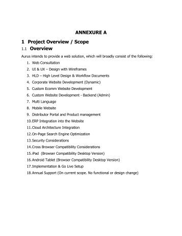 1 Project Overview / Scope Overview ANNEXURE A
