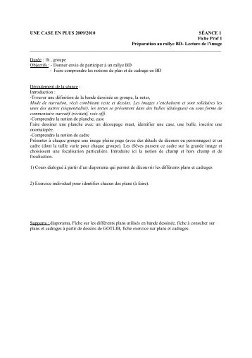 UNE CASE EN PLUS 2009/2010 SÃANCE 1 Fiche Prof 1 ...