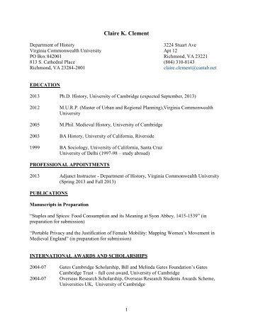 Curriculum Vitae - Gates Cambridge Scholarships