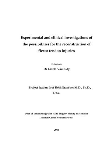 Experimental and clinical investigations of the possibilities for the ...