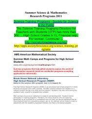 Summer Math and Science Opportunities - Syosset High School