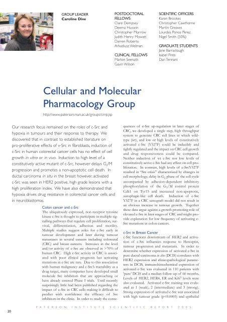 Paterson Institute for Cancer Research SCIENTIFIC REPORT 2005