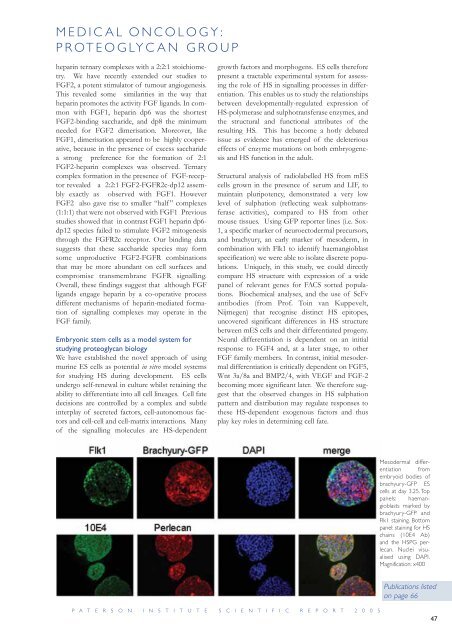 Paterson Institute for Cancer Research SCIENTIFIC REPORT 2005