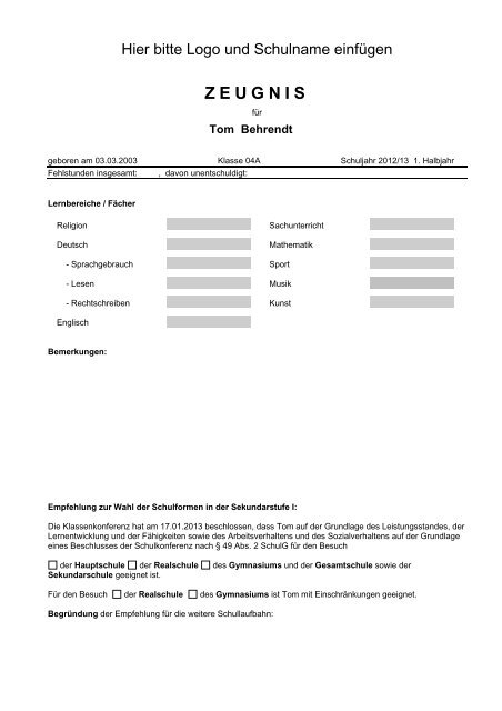 Zeugnis Verloren Neu Beantragen Nrw Kosten ZEUGNIS - SVWS-NRW