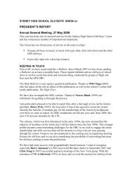 President's Report 2008 - Sydney High School Old Boys Union