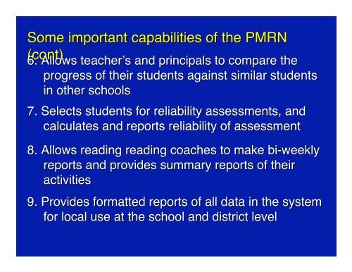 Florida's Progress Monitoring and Reporting Network