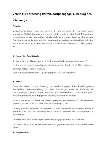 Satzung des VzF - Rudolf Steiner Schule LÃ¼neburg