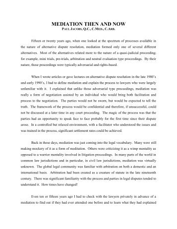 Article.4.Mediation Then and Now.April.2007 - Mackrell International