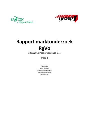 Rapport marktonderzoek RgVo - Stichting Pioneering