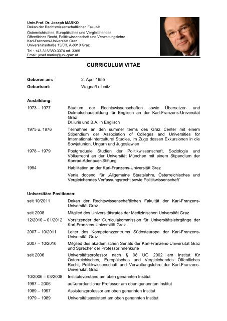 Joseph Marko_CV-Deutsch.pdf - Centre for Southeast European ...